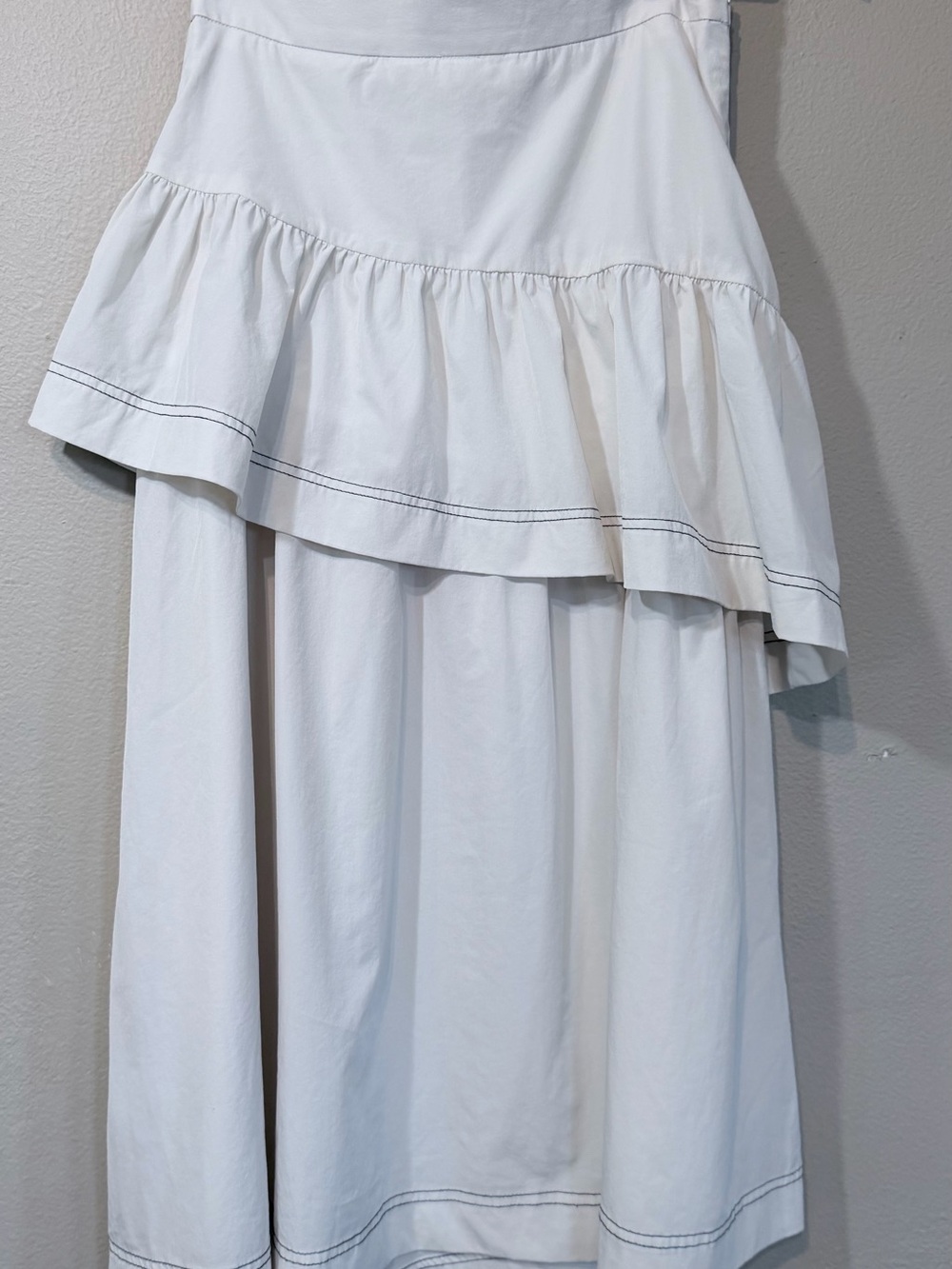 J.ING Women's White Ruffle Lined A-Line High Slit Midi Skirt XS Boho Western
